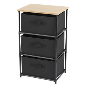 Urban Living Ladekast/organizer - met 3 lades - zwart - x 30 x 68 cm - hout/metaal - hal/gang kastjes -