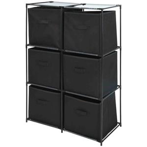 Storage Solutions Opbergkast met 6 opbergvakken - zwart - 68 x 35 x 102 cm -