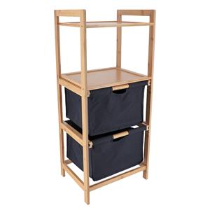 Tendance Opbergkast - met 2 manden - 3 vakken - bamboe / zwart - 90 x x 30 cm -