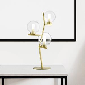 Miloox by Sforzin Camely tafellamp, 3-lamps, geborsteld goud/helder, glas