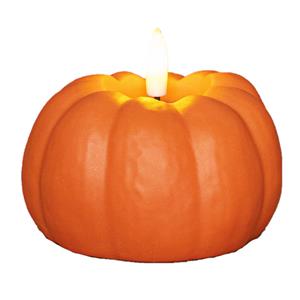 Anna's Collection LED pompoen kaars - oranje - D6 x H10 cm - met timer -