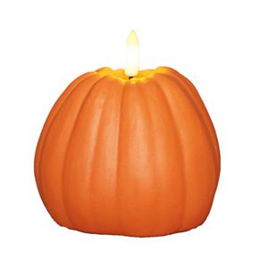 Anna's Collection LED pompoen kaars - oranje - D8,5 x H11 cm - met timer -