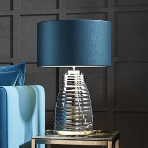 Quintiesse Tafellamp Milne glazen voet kap blauw