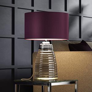 Quintiesse Tafellamp Milne glazen voet stoffen kap aubergine