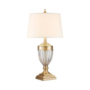 QUOIZEL Textiel-tafellamp Dennison 1 brushed brass