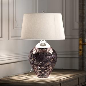 Quintiesse Samara tafellamp, Ø 45,7 cm, roze, stof, glas, 2-lamps