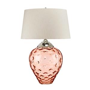 Quintiesse Samara tafellamp, Ø 51 cm, zalm, stof, glas, 2-lamps