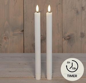 Anna's Collection Led dinerkaarsen - 2x st - wit - 25 cm - 3D vlam - warm wit licht -