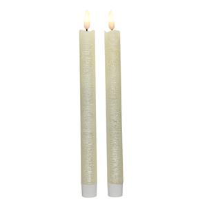Lumineo Kaarsen set van 2x stuks Led dinerkaarsen wit 24 cm -