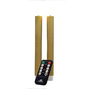 Anna's Collection LED dinerkaarsen - 2x st - goud - ribbel - 23 cm - met afstandsbediening -
