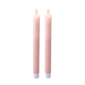 Lumineo LED dinerkaarsen - 2x st - lichtroze -H24,5 cm - met timer functie -