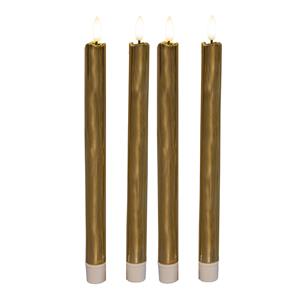 Anna's Collection LED dinerkaarsen - 4x st - goud glimmend - 25 cm - met timer - 3D vlam -