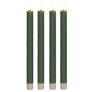 Anna's Collection Led dinerkaarsen - 4x st - jade groen - 25 cm - 3D vlam - warm wit licht -