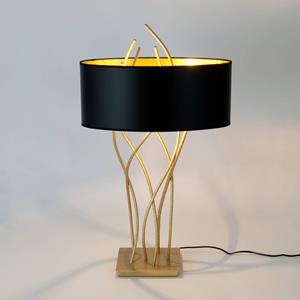 Holländer Elba ovale tafellamp, goud/zwart, hoogte 75 cm, ijzer