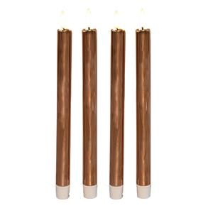 Anna's Collection LED dinerkaarsen - 4x st - koper glimmend - 25 cm - met timer - 3D vlam -