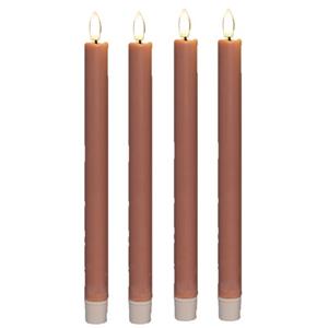 Anna's Collection Led dinerkaarsen - 4x st - roze - 25 cm - 3D vlam - warm wit licht -