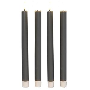 Anna's Collection Led dinerkaarsen - 4x st - taupe grijs - 25 cm - 3D vlam - warm wit licht -
