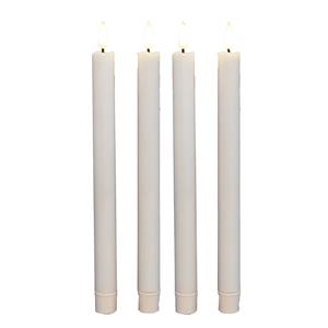 Anna's Collection Led dinerkaarsen - 4x st - wit - 25 cm - 3D vlam - warm wit licht -