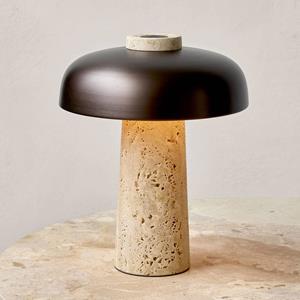 Audo Copenhagen Audo LED tafellamp Reverse, brons, travertin, hoogte 30 cm