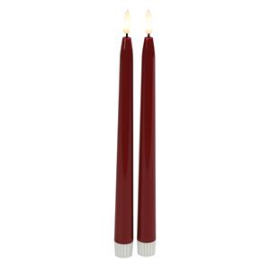 Countryfield LED dinerkaarsen - 2x st - rood - 28 cm - met afstandsbediening -