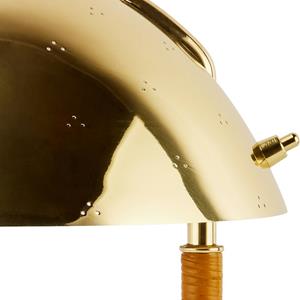 GUBI tafellamp 9209, messing, rotan, hoogte 36,5 cm
