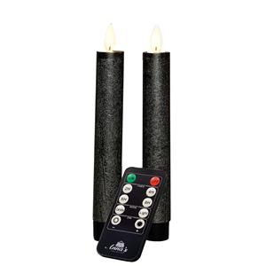 Anna's Collection LED dinerkaarsen - 2x st - antraciet grijs - 18 cm -met afstandsbediening -