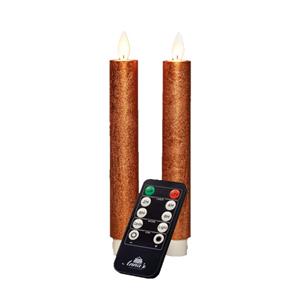 Anna's Collection LED dinerkaarsen - 2x st - koper - 18 cm -met afstandsbediening -