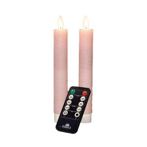 Anna's Collection LED dinerkaarsen - 2x st - lichtroze - 18 cm -met afstandsbediening -