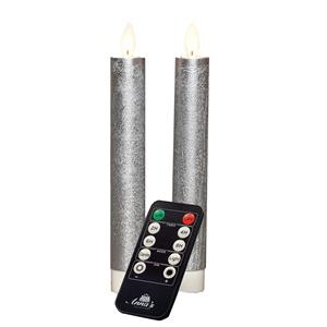 Anna's Collection LED dinerkaarsen - 2x st - zilver - 18 cm -met afstandsbediening -