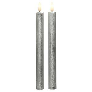 Lumineo Kaarsen set van 4x stuks Led dinerkaarsen zilver 24 cm -