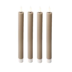 Lumineo LED dinerkaarsen - 4x st - lichtgrijs -H24,5 cm - met timer functie -