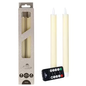Anna's Collection LED dinerkaarsen - 4x - ivoor - 23 cm - met afstandsbediening -
