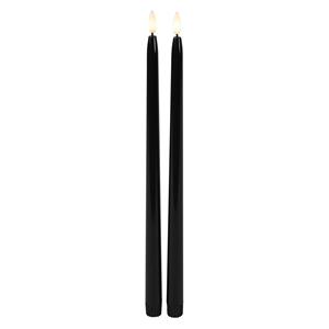 Countryfield LED dinerkaarsen extra lang - 2x st- zwart - cm - met afstandsbediening -
