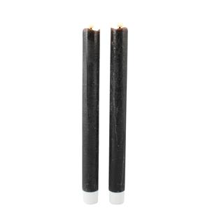 Magic Flame Led dinerkaarsen - 4x stuks - antraciet grijs - 25,5 cm -