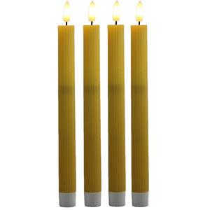 Magic Flame Led dinerkaarsen - 4x stuks - geel - 25,5 cm - met timer -