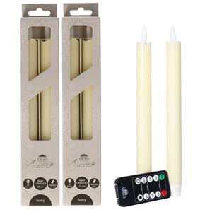 Anna's Collection LED dinerkaarsen - 6x - ivoor - 23 cm - met afstandsbediening -