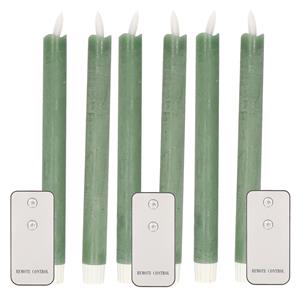 Anna's Collection LED dinerkaarsen - 6x - jade groen - 23 cm - met afstandsbediening -