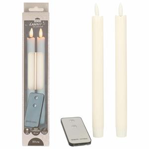 Anna's Collection LED dinerkaarsen - 6x - wit - 23 cm - met afstandsbediening -