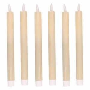 Merkloos 6x Creme witte Led kaarsen/dinerkaarsen 25,5 cm -