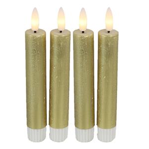 Countryfield Led dinerkaarsen - 4x st- goud -H15cm - afstandsbediening-timer-dimmer -