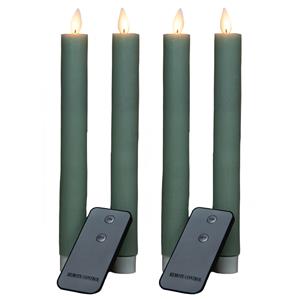 Anna's Collection Kaarsen set van 4x stuks LED dinerkaarsen jade groen inclusief afstandsbediening 23 cm -