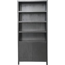 HSM Collection HSM - -Wandkast met 4 Vakken-100x42x215-Zwart-Teak