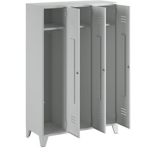 Wolf Lockerkast Berlin 2, 3 compartimenten, lichtgrijs, breedte 1200 mm, platte bovenkant