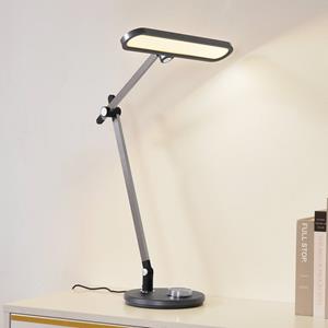 LINDBY LED tafellamp Elvir, grijs, aluminium, hoogte 53cm, CCT