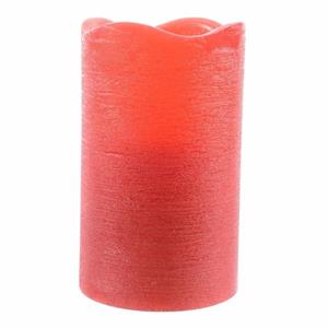 Merkloos LED kaars/stompkaars - rustiek rood - 10 cm - wax -