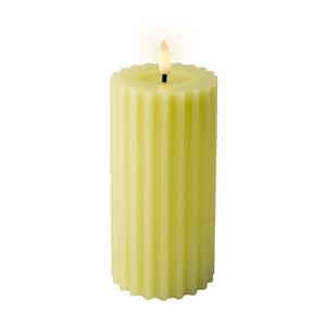 Lumineo luxe LED kaars/stompkaars - groen ribbel - D7,5 x H17,5 cm - timer -