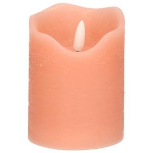 Stern fabrik LED kaars/stompkaars - roze - D7,5 x H10 cm - timer - 3D vlam -