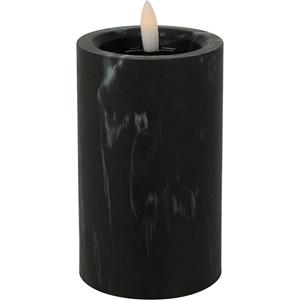 Home & Styling LED kaars/stompkaars - zwart marmer look - D7,5 x H12,5 cm -