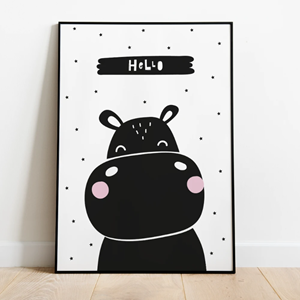 Label2X Kinderkamer Poster Nijlpaard Hello | 