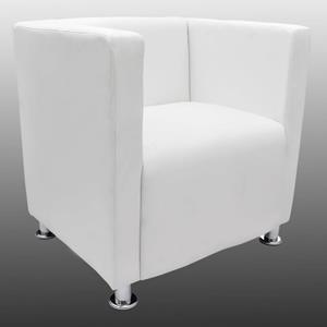 VidaXL Fauteuil kubus kunstleer wit